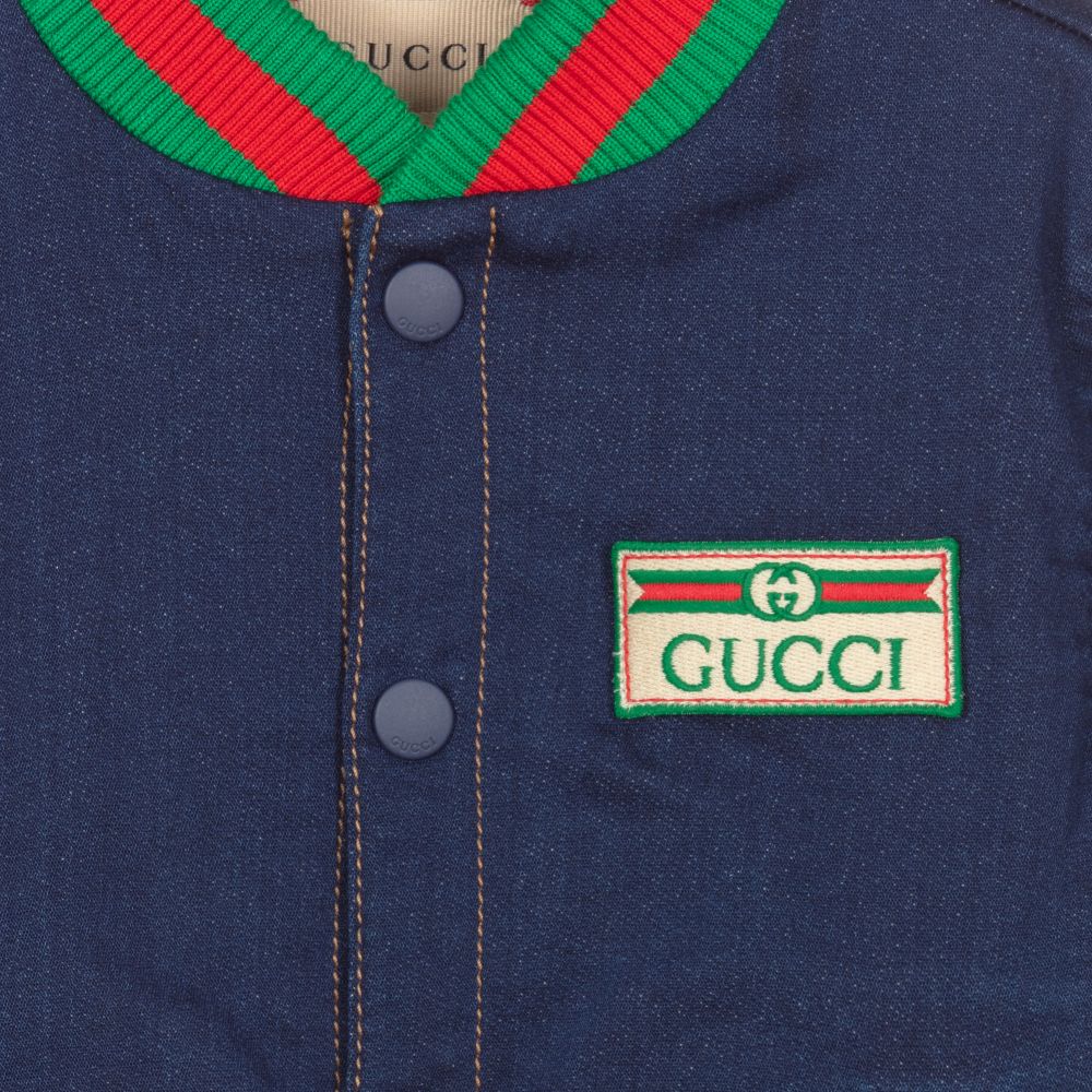 Gucci - Blue Logo Bomber Jacket | Childrensalon