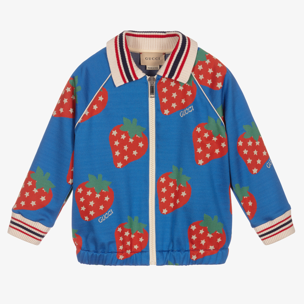 Gucci - Blue & Red Baby Zip-Up Top | Childrensalon