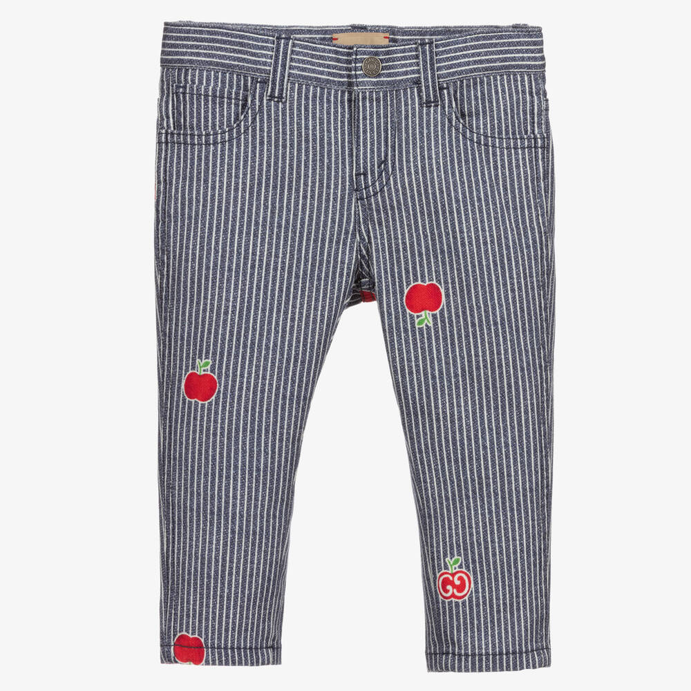 Gucci - Blue Striped Logo Jeans  | Childrensalon