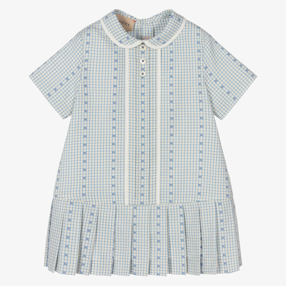Gucci - Blue & White Checked Dress | Childrensalon