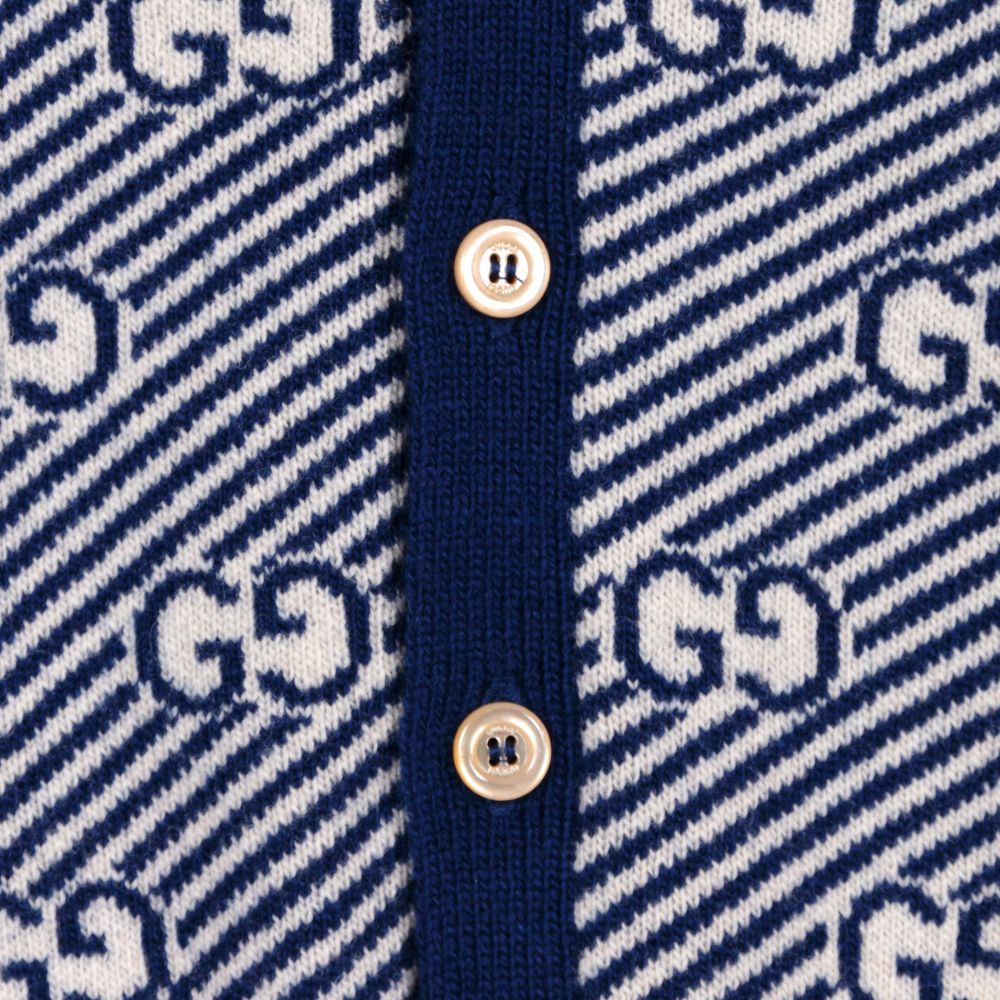 Gucci - Blue Wool GG Baby Cardigan | Childrensalon