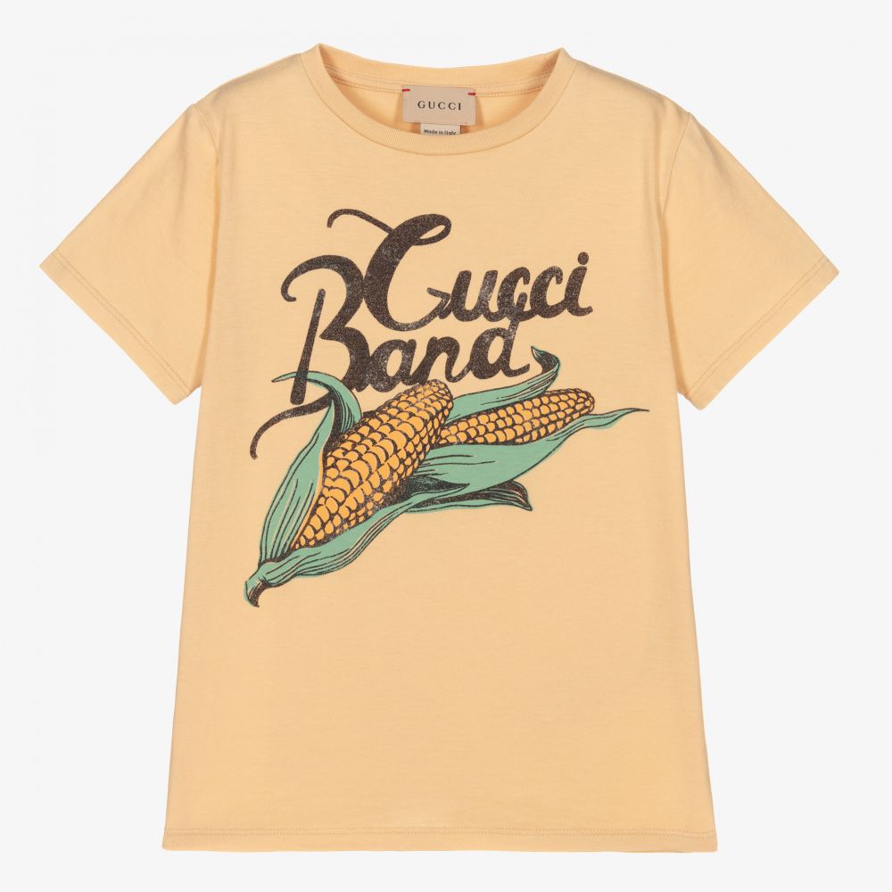 Gucci - Beiges T-Shirt mit Mais-Print (J) | Childrensalon