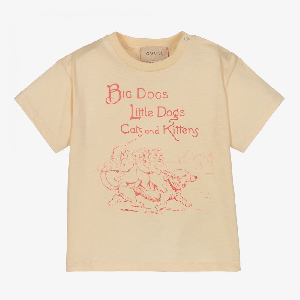 Gucci - Boys Beige Cotton T-Shirt | Childrensalon