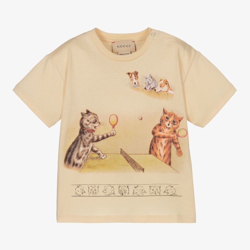 Gucci - Бежевая хлопковая футболка для мальчиков | Childrensalon