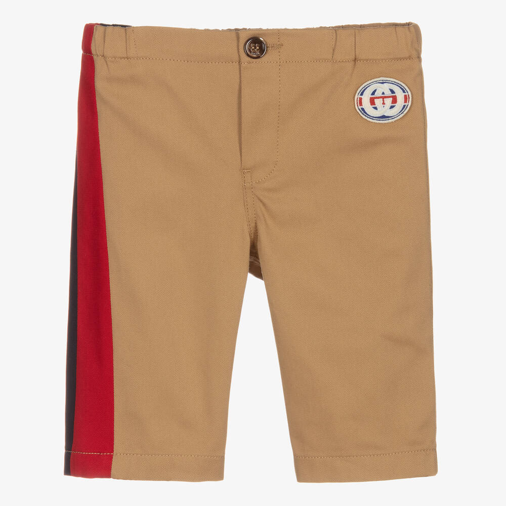 Gucci - Boys Beige Gabardine Trousers | Childrensalon