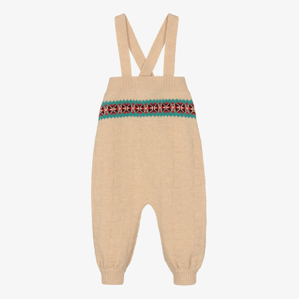 Gucci - Boys Beige Knitted Dungarees | Childrensalon