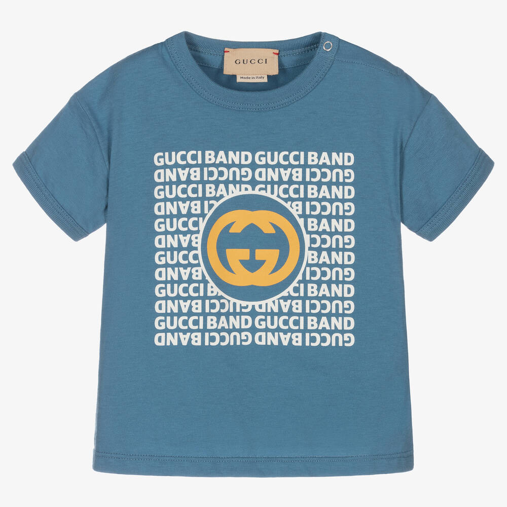 Gucci - Boys Blue Cotton Logo T-Shirt | Childrensalon