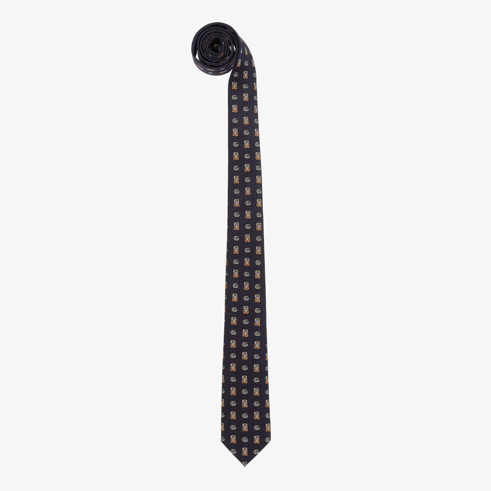 Gucci - Синий шелковый галстук с пандами | Childrensalon