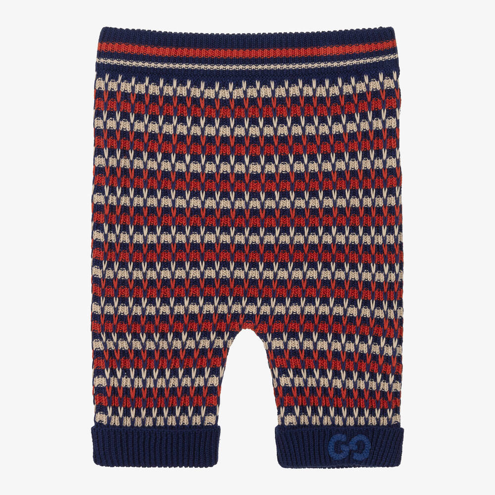 Gucci - Boys Blue & Orange Knitted GG Trousers | Childrensalon