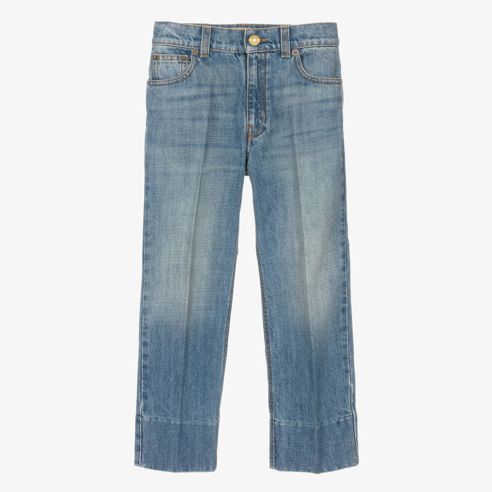 Gucci - Boys Blue Straight Leg Denim Jeans | Childrensalon
