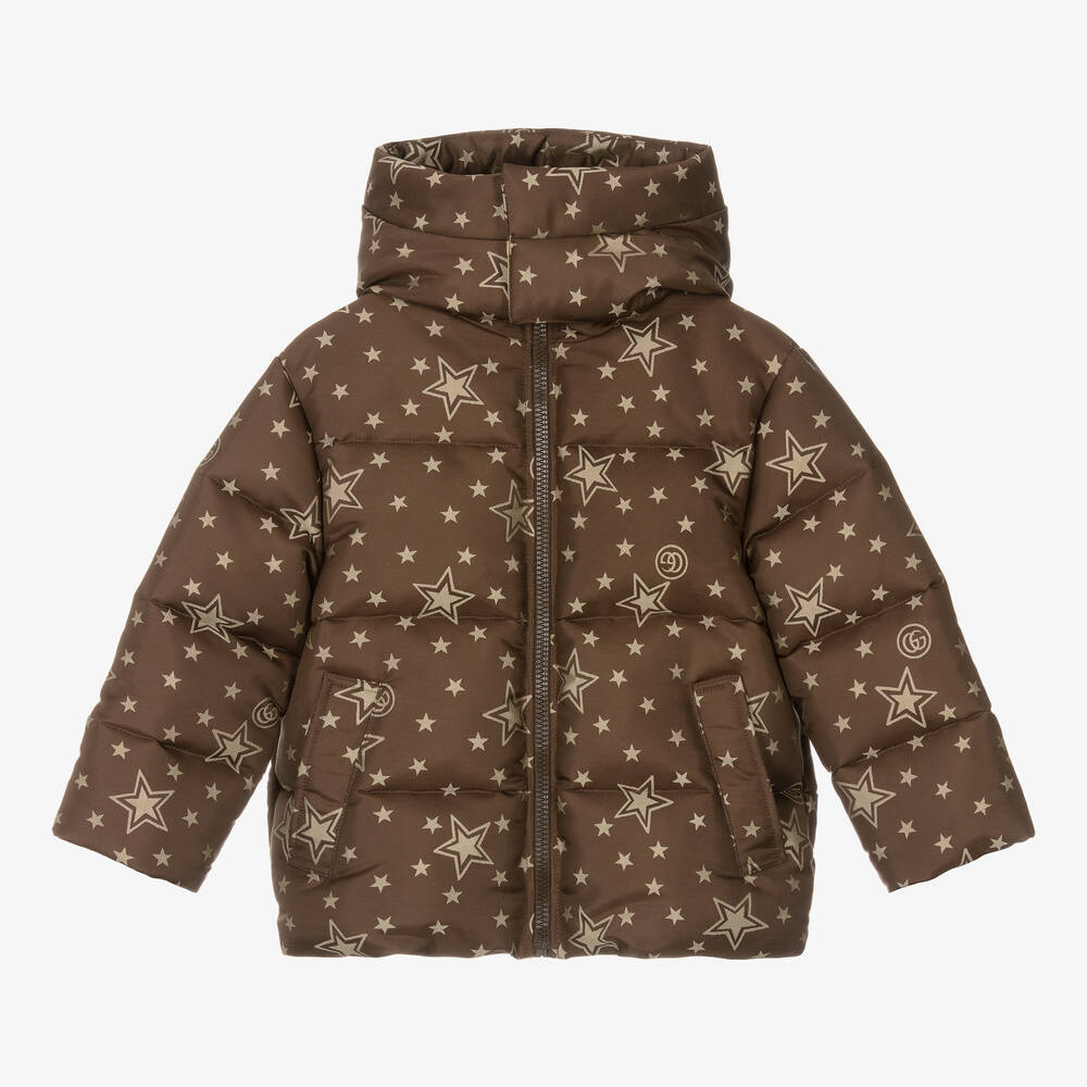 Gucci - Boys Brown GG Down-Padded Puffer Jacket | Childrensalon