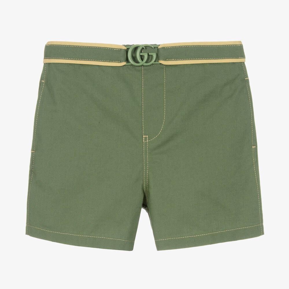 Gucci - Bermuda en coton vert Double G garçon | Childrensalon