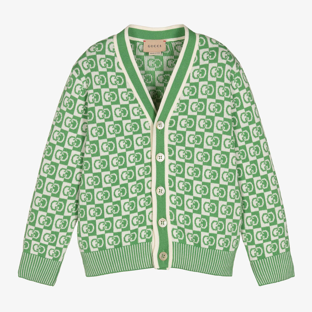 Gucci - Cardigan vert en coton garçon | Childrensalon