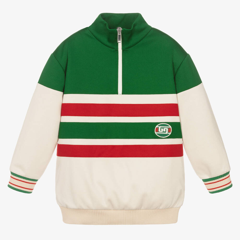 Gucci - Boys Green & Ivory Sweatshirt | Childrensalon