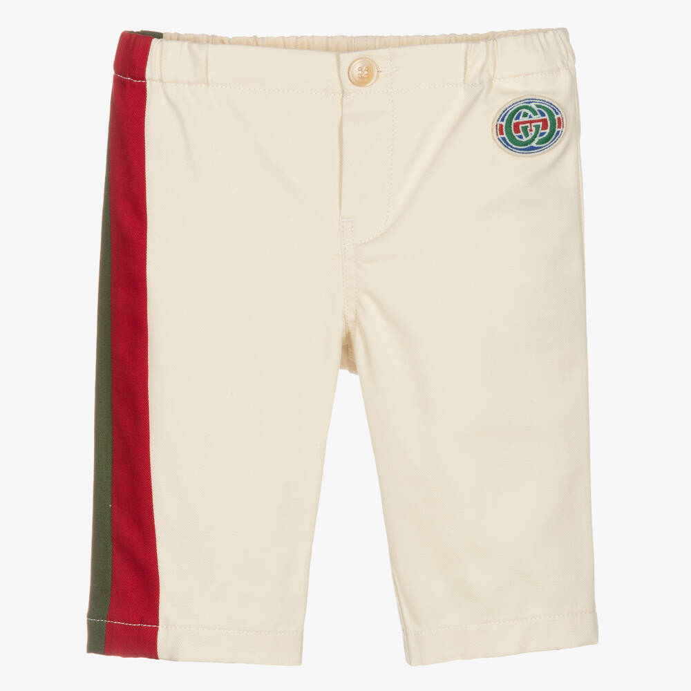 Gucci - Boys Ivory Gabardine Trousers | Childrensalon