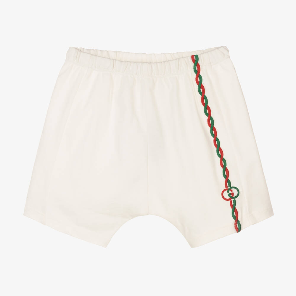 Gucci - Boys Ivory Interlocking G Torchon Shorts | Childrensalon