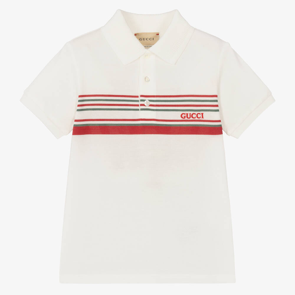 Gucci - Boys Ivory Logo Polo Shirt | Childrensalon