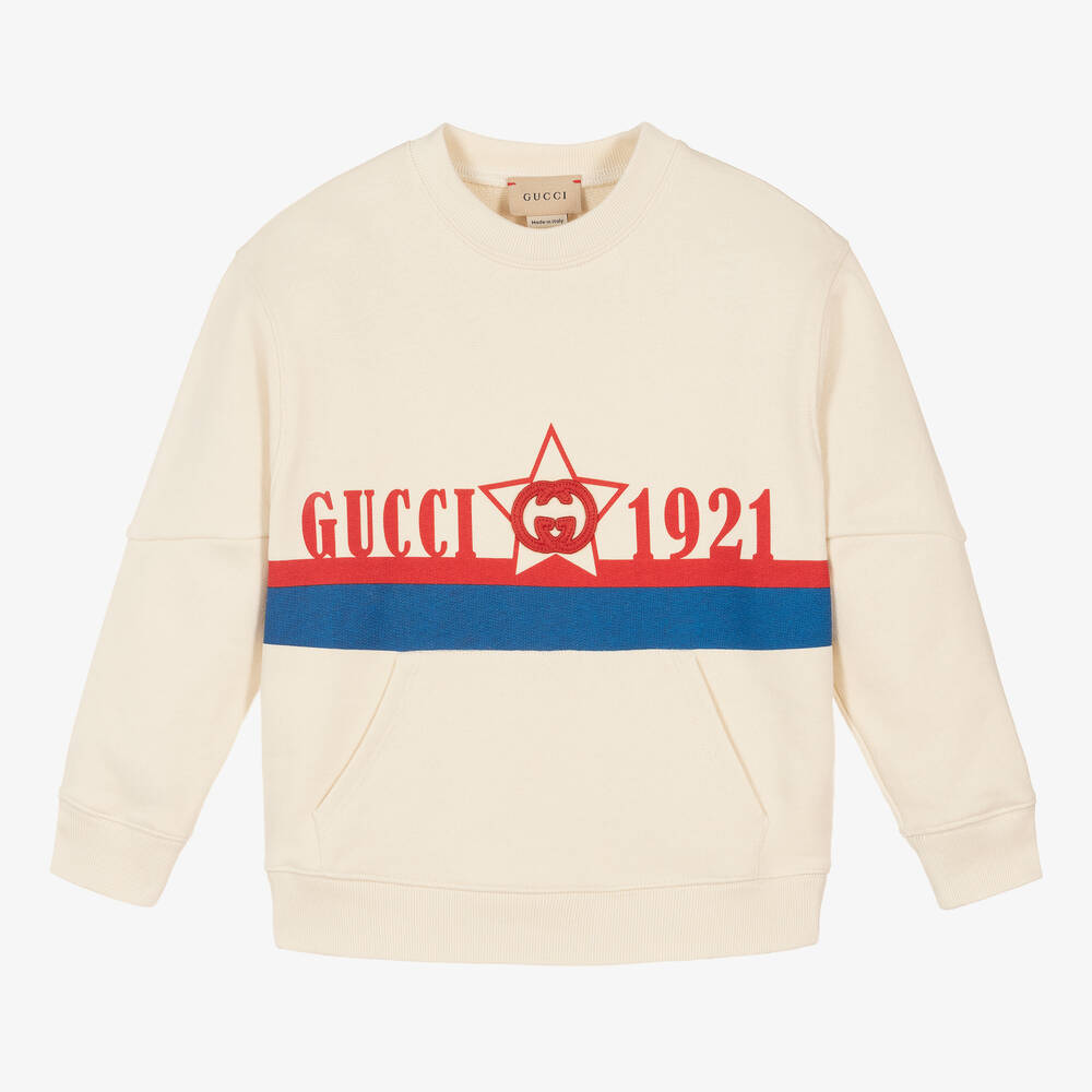 Gucci - Boys Ivory Logo Sweatshirt | Childrensalon