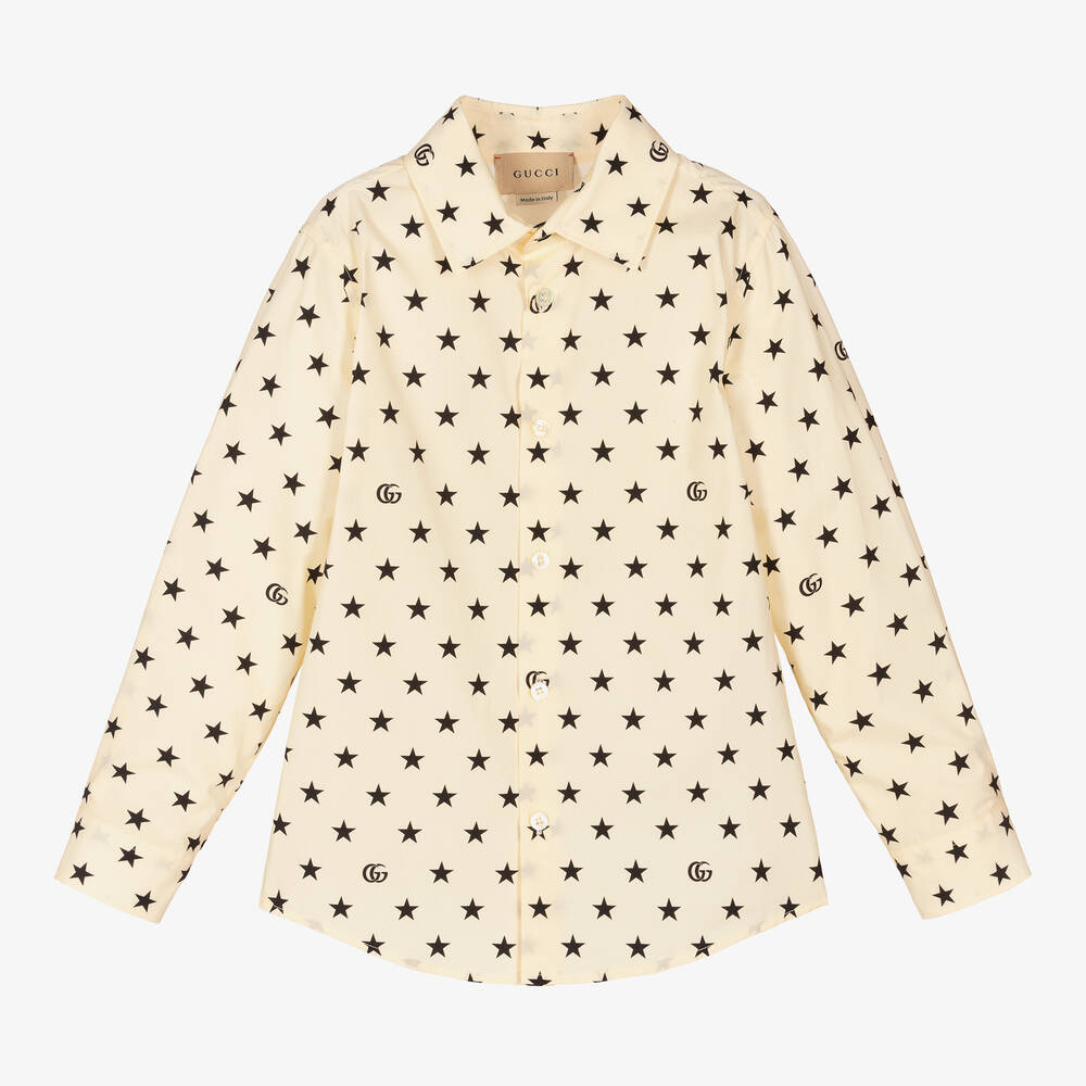 Gucci - Sterne-Baumwollhemd in Elfenbein | Childrensalon