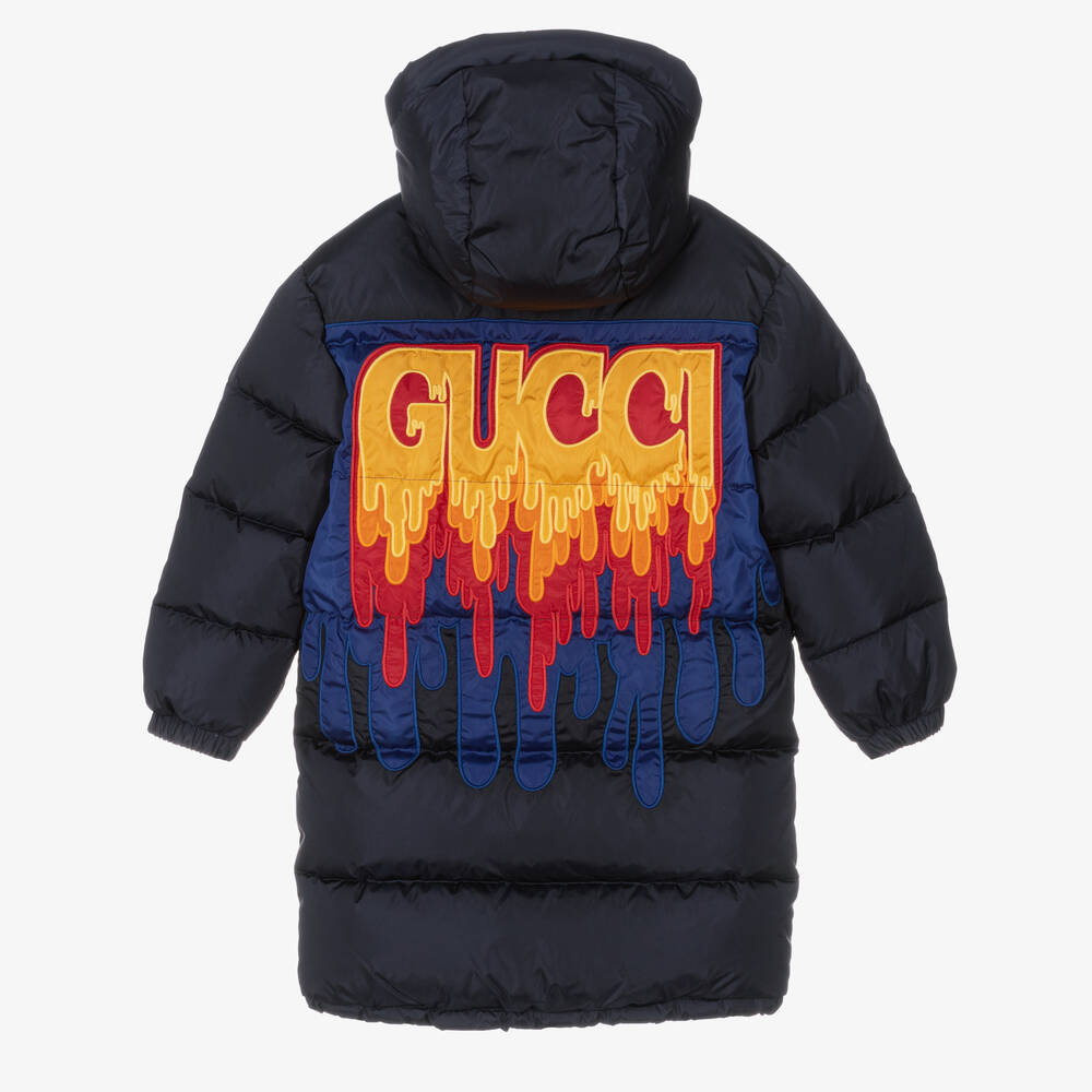 Gucci Boys Navy Blue Down-Fill GG Puffer Coat