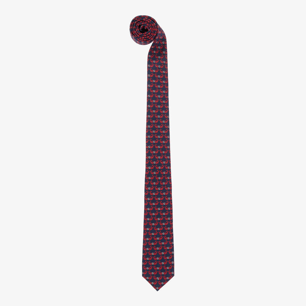 Gucci - Cravate bleu marine en soie garçon | Childrensalon