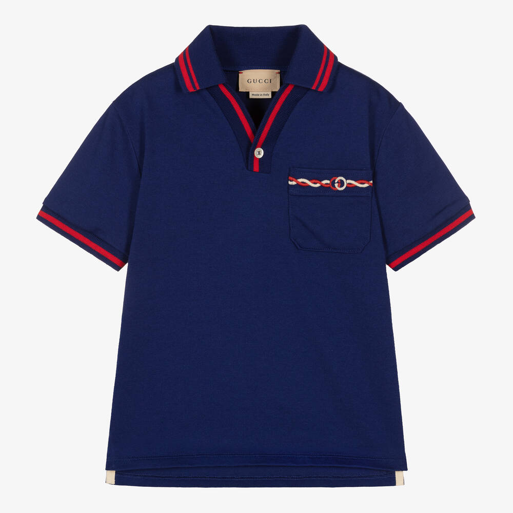 Gucci - Navyblaues Webstreifen-Poloshirt | Childrensalon