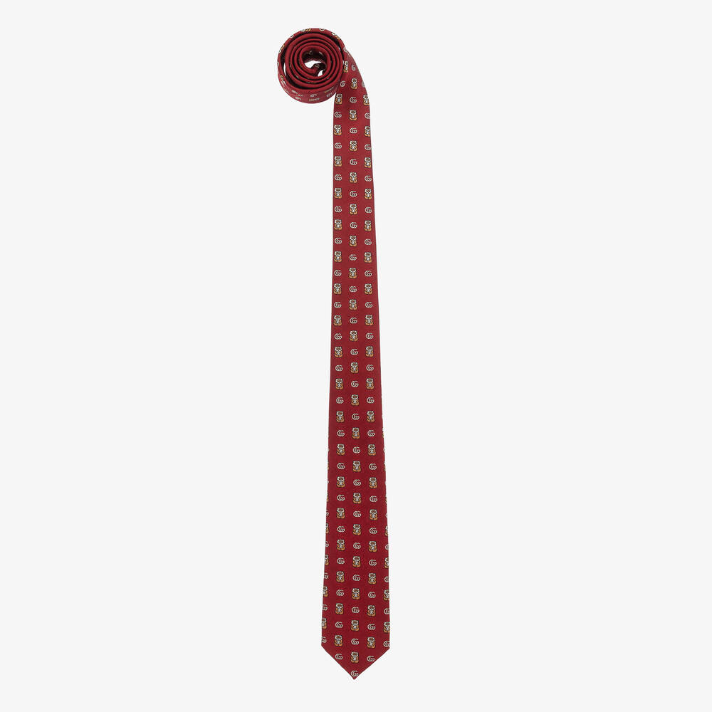 Gucci - Красный шелковый галстук с пандами | Childrensalon