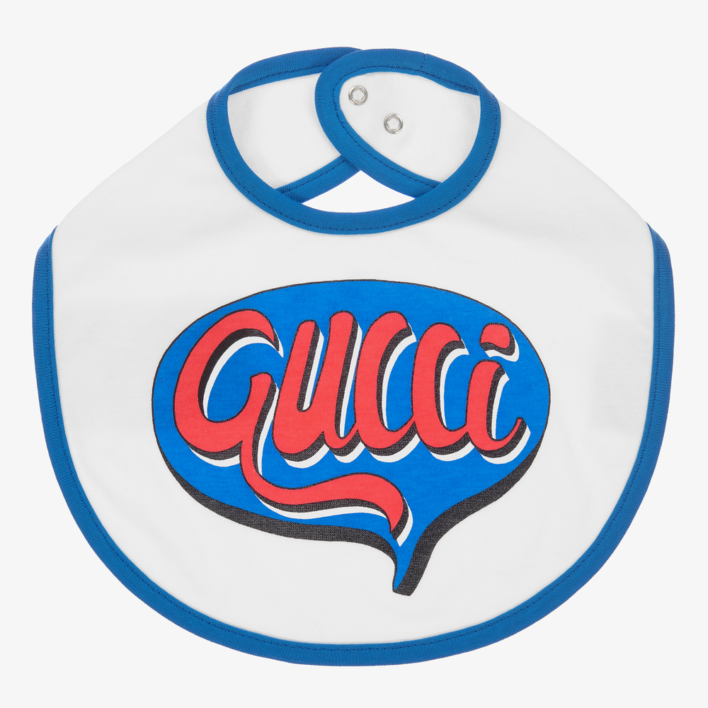 Gucci - Boys White Cotton Logo Bib | Childrensalon