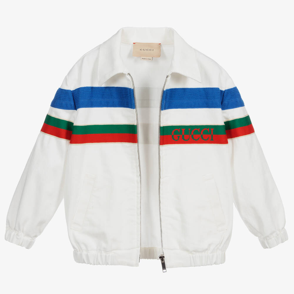 Gucci - Boys White Cotton Logo Jacket | Childrensalon