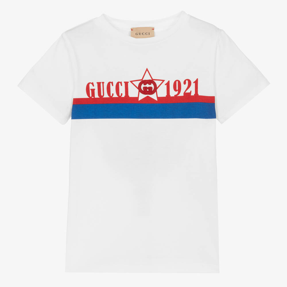 Gucci - Boys White Cotton Logo T-Shirt | Childrensalon