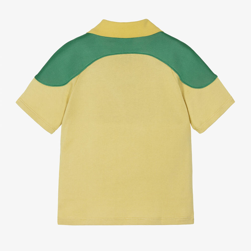 Gucci - Boys Yellow & Green Knitted Polo Shirt | Childrensalon