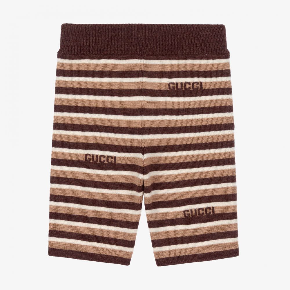Gucci - Brown Knitted Wool Baby Shorts | Childrensalon