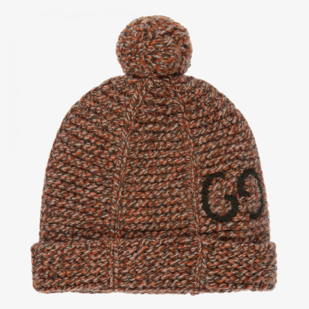 Gucci - Brown Pom-Pom Wool Hat | Childrensalon