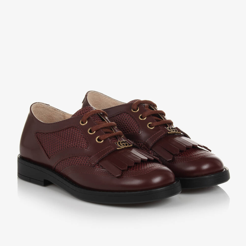 Gucci - Burgundy Red Leather Shoes | Childrensalon