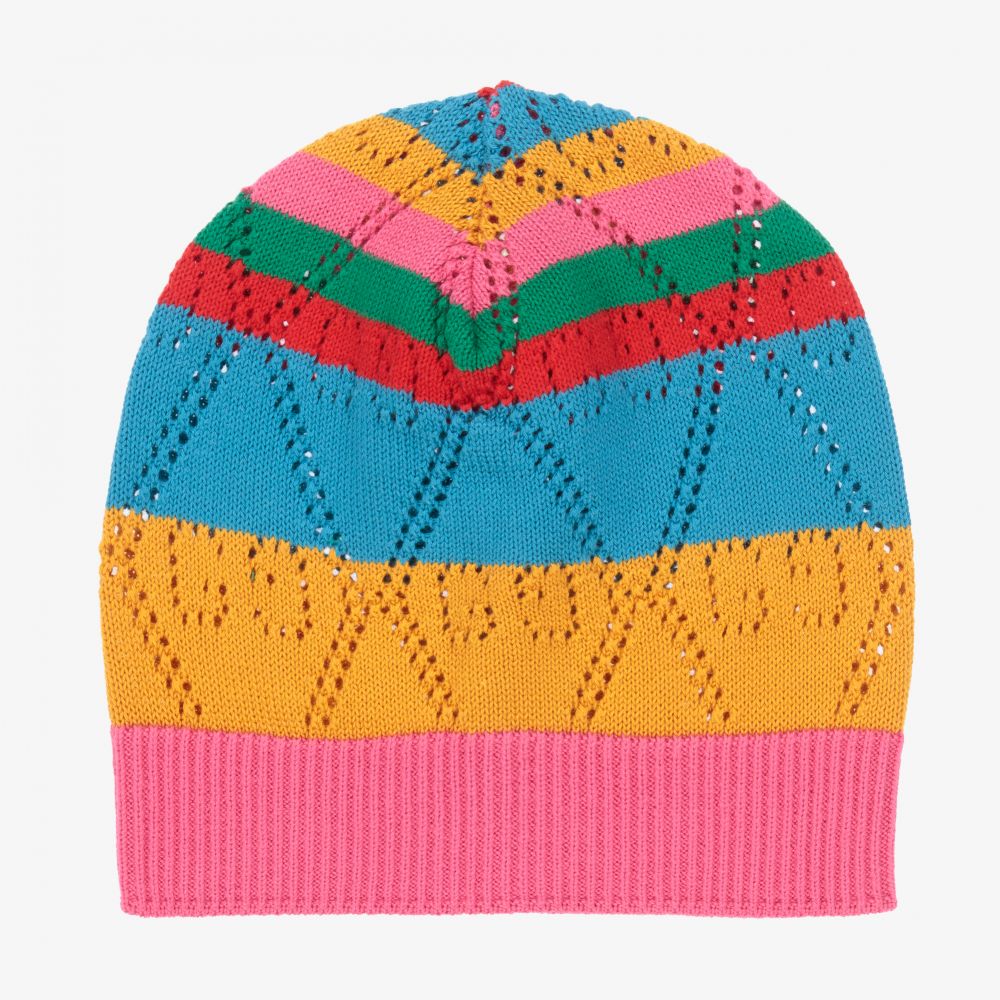 Gucci - قبعة قطن محبوك بطبعة ملونة للبنات | Childrensalon