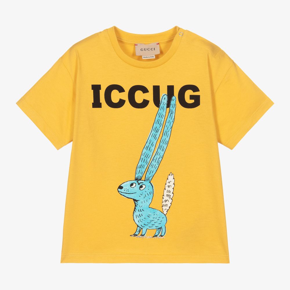 Gucci - Желтая футболка из хлопка для малышей | Childrensalon