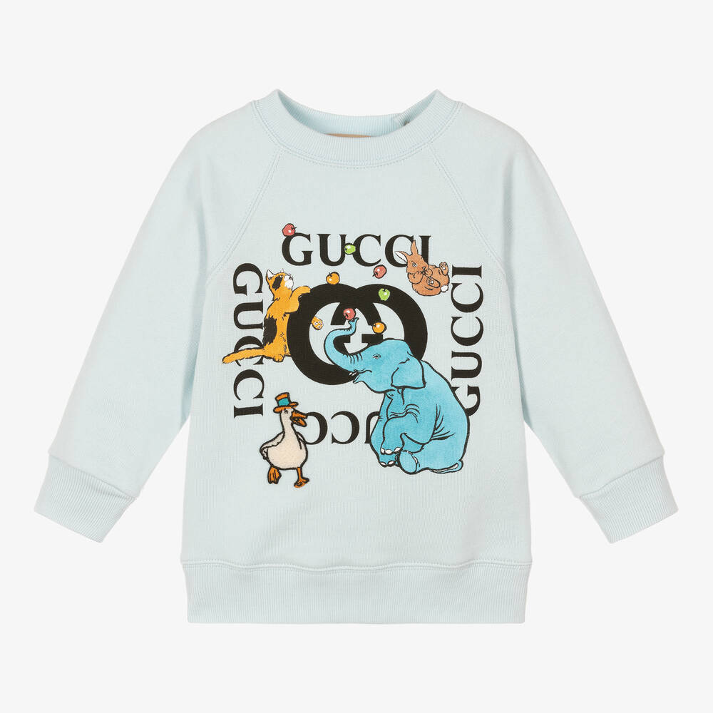 Gucci - Girls Blue Animals & Logo Sweatshirt | Childrensalon