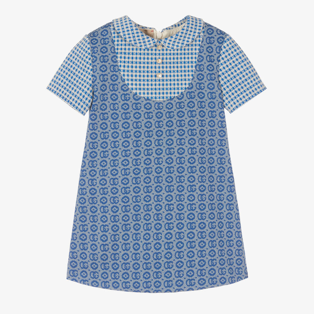 Gucci - Blaues Jacquard-Kleid für Mädchen | Childrensalon