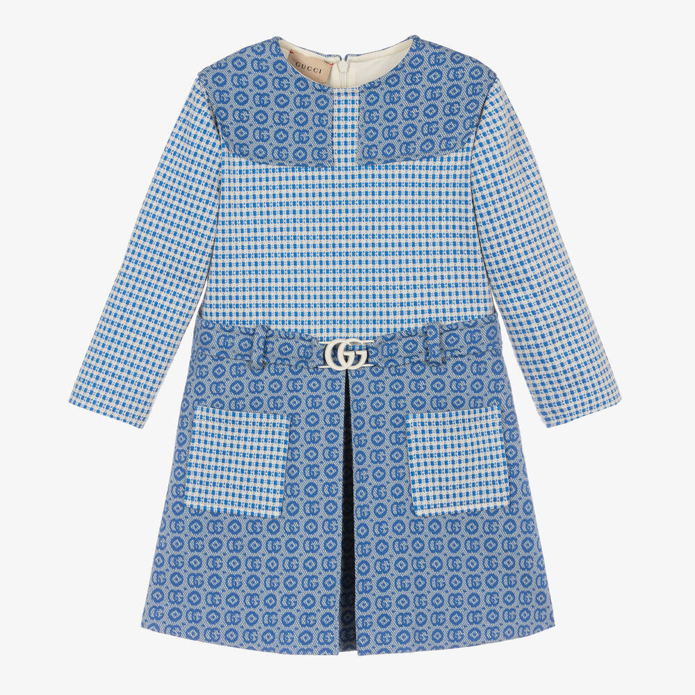 Gucci - Robe bleue en jacquard pour fille | Childrensalon