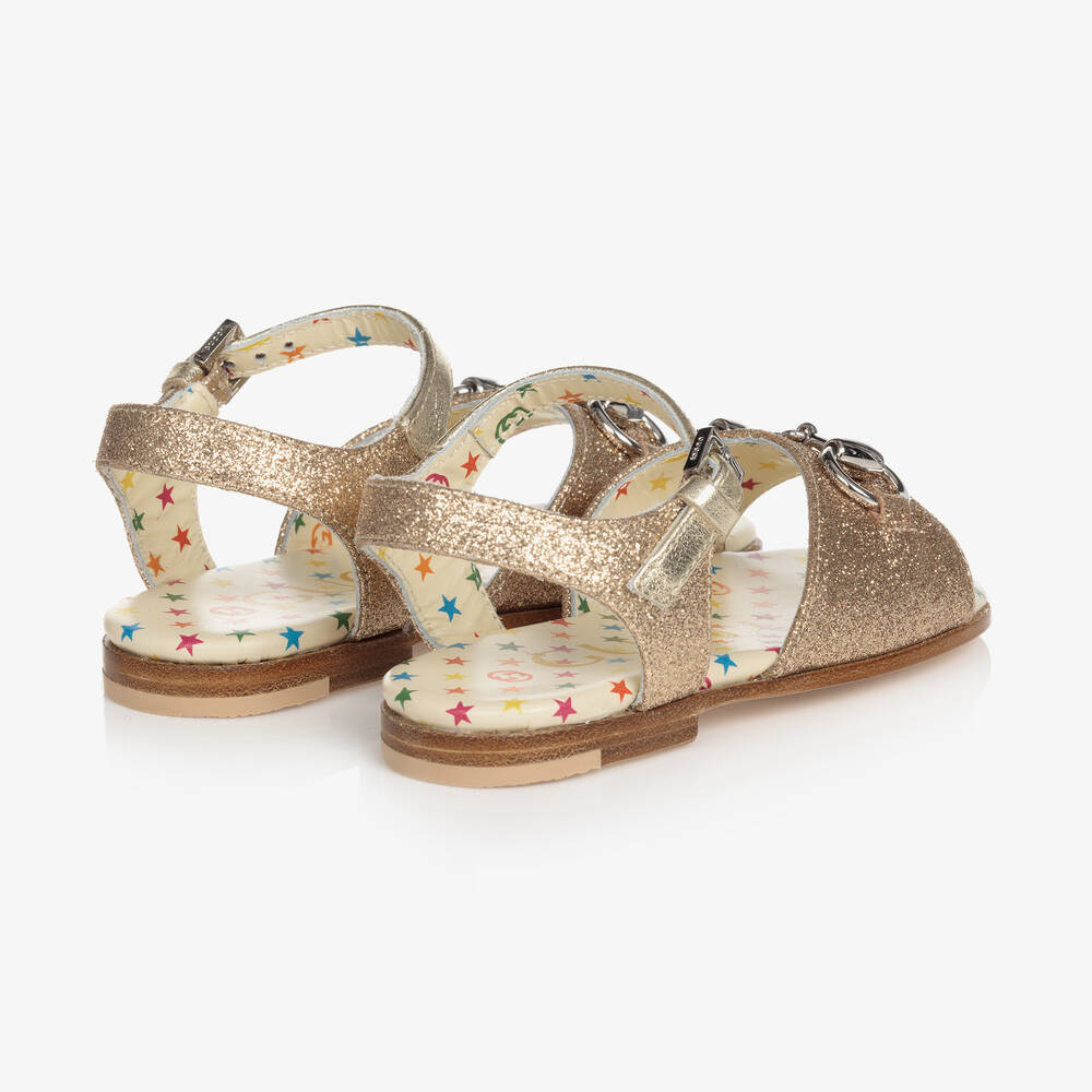 Gucci - Girls Gold Horsebit Sandals | Childrensalon