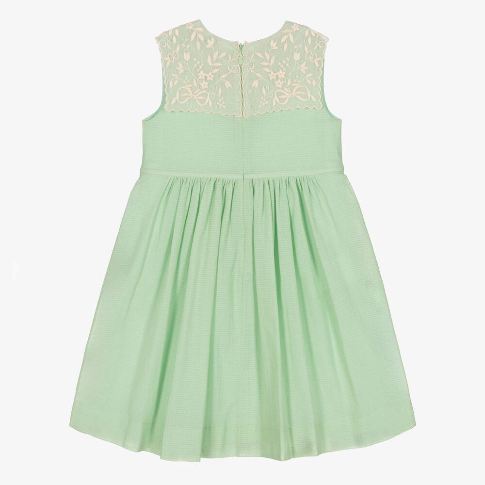 Gucci - Girls Green Cotton Dress | Childrensalon