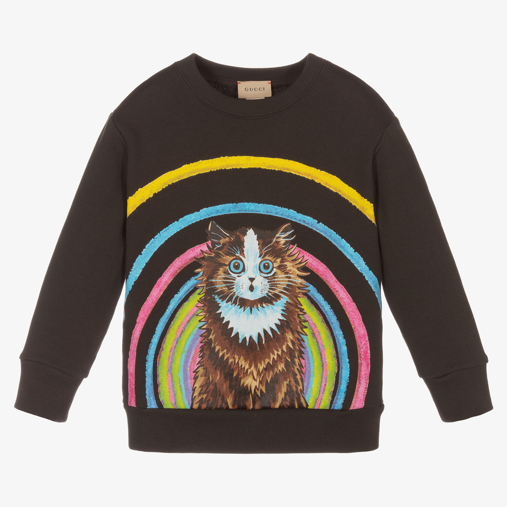 Gucci - Girls Grey Cat Sweatshirt | Childrensalon