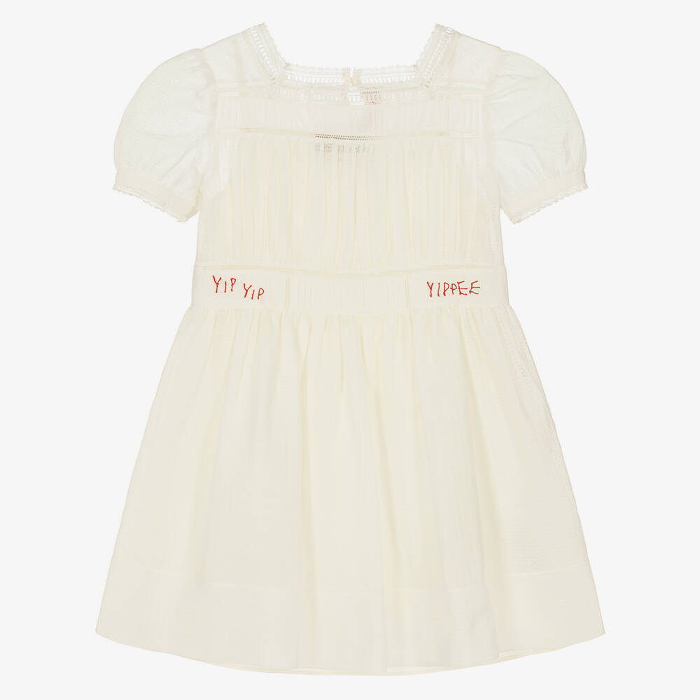 Gucci - Girls Ivory Cotton Dress | Childrensalon