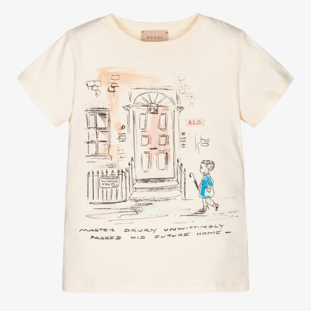Gucci - T-shirt ivoire en coton Fille | Childrensalon