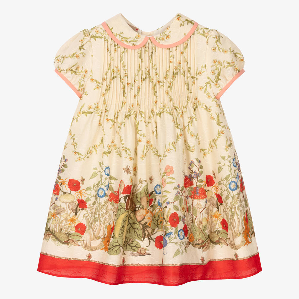 Gucci - Кремовое платье из хлопкa для девочек | Childrensalon