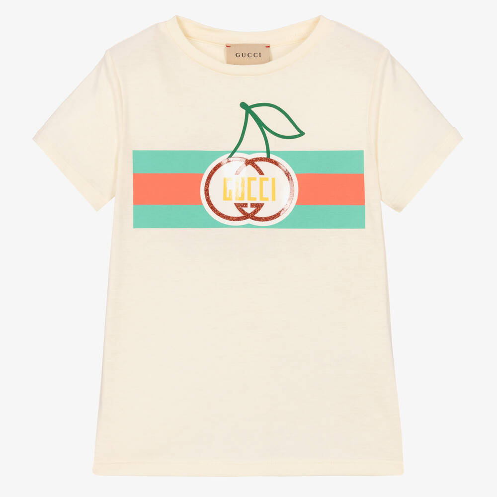 Gucci - Girls Ivory Logo T-Shirt | Childrensalon