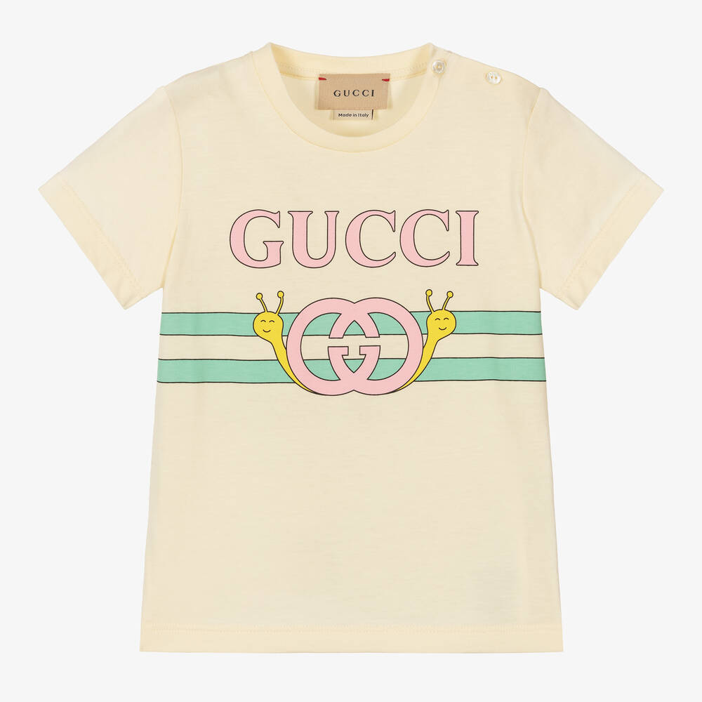 Gucci Baby Printed Cotton T-shirt In Ivory