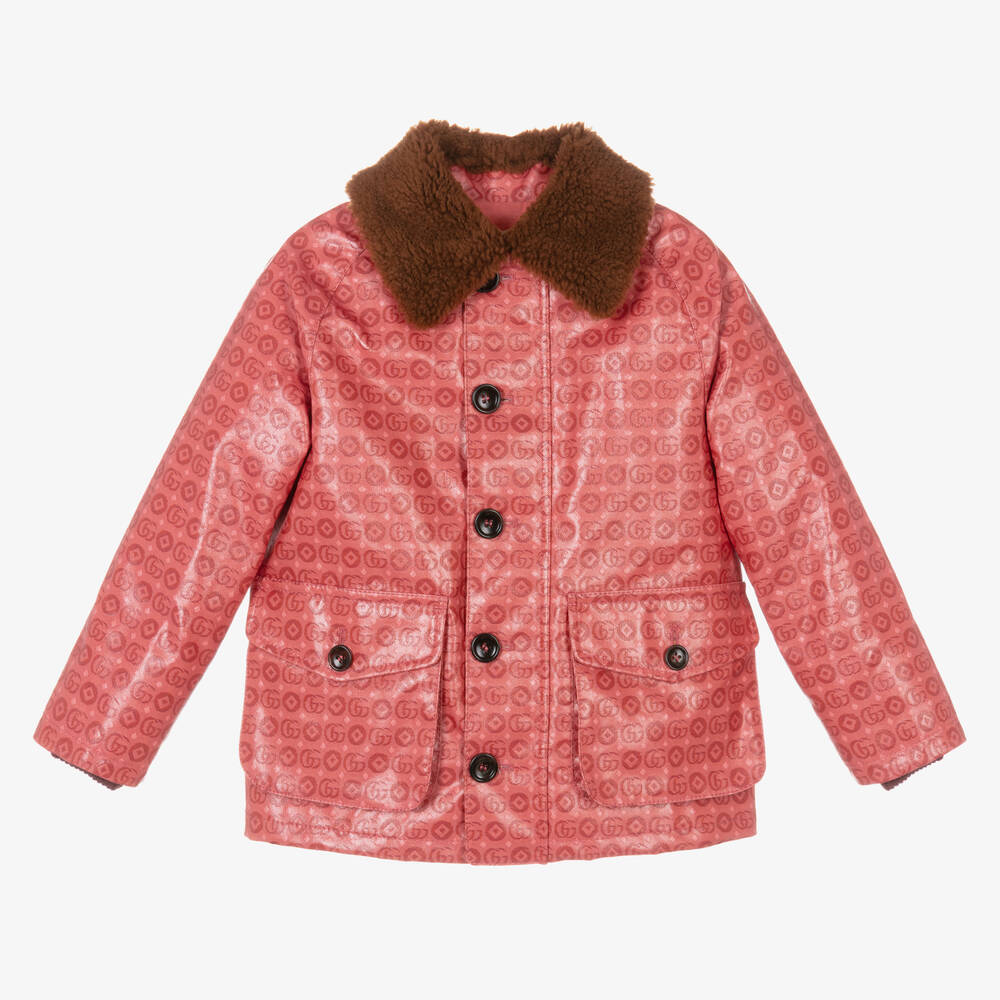 Gucci - Girls Pink Cotton Double G Jacket | Childrensalon
