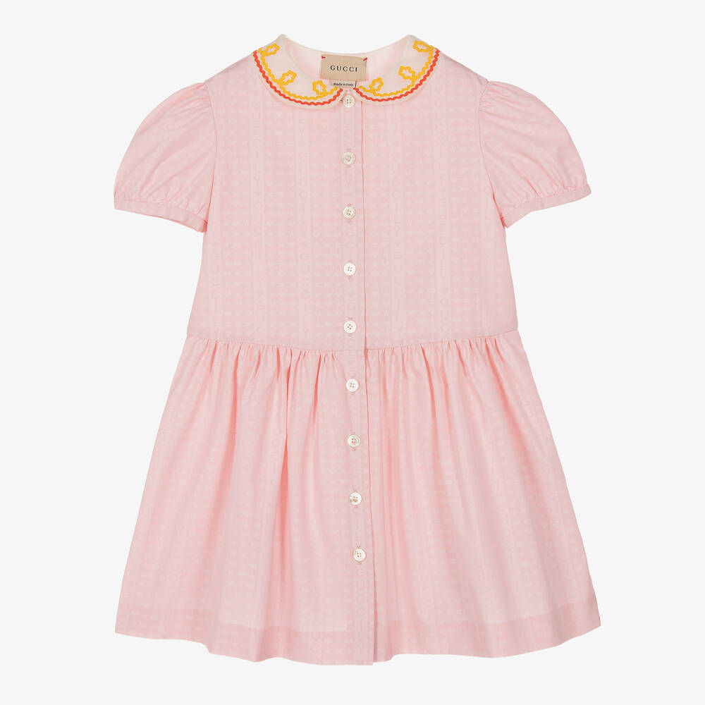Gucci - Girls Pink Cotton Guccily Dress | Childrensalon