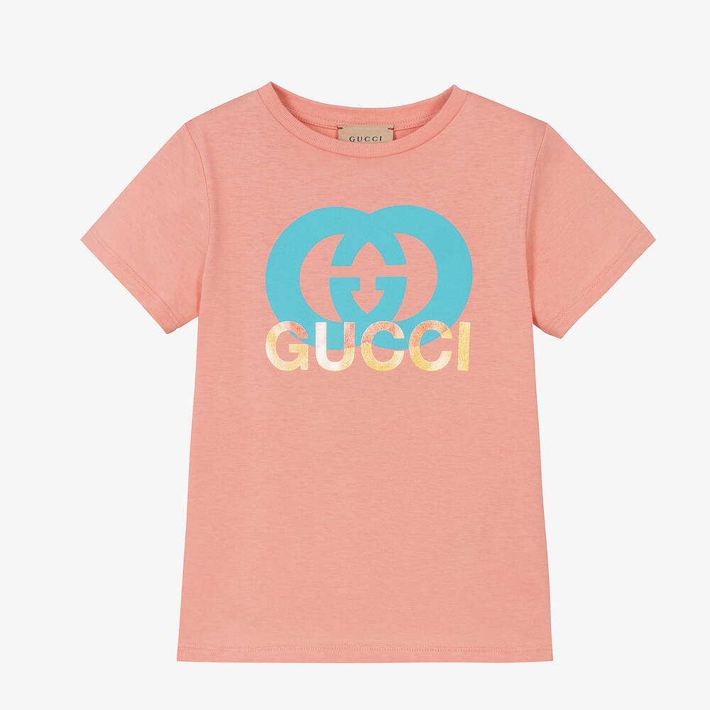 Gucci - Розовая хлопковая футболка GG для девочек | Childrensalon